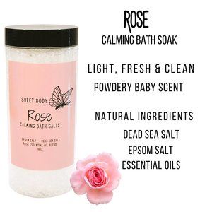 Rose Calming Scented Bath Soak, Epsom Salt, Dead Sea Salt Aromatherapy